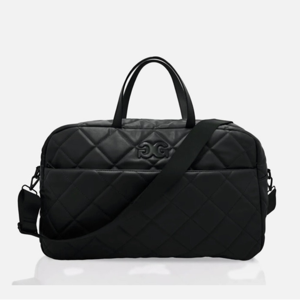 Sleek Black Quilted Duffel Bag with Versatile Strap